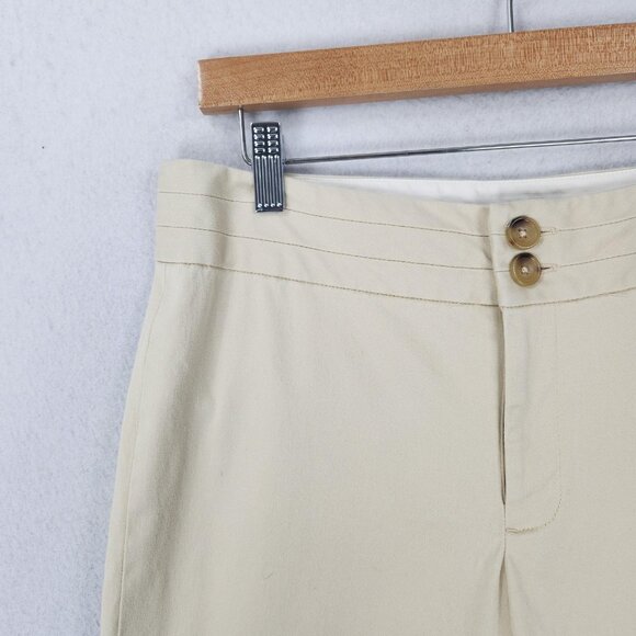 Banana Republic Pants Womens 6 Cream Stretch Capri Cropped Mid Rise Casual - Picture 2 of 11